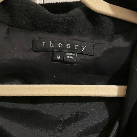 Theory wool button coat with hood - Picture 3 of 6